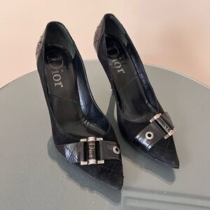 VINTAGE Christian Dior Black Leather & Suede Pumps